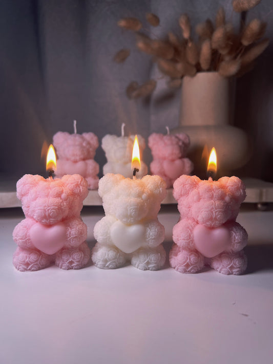 Small Size Rose Teddy Bear Candle